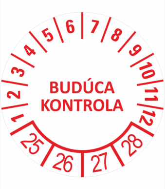 Kontrolné a kalibračné značení - Koliesko na 4 roky: Budúca kontrola 2025/26/27/28 (Červené)