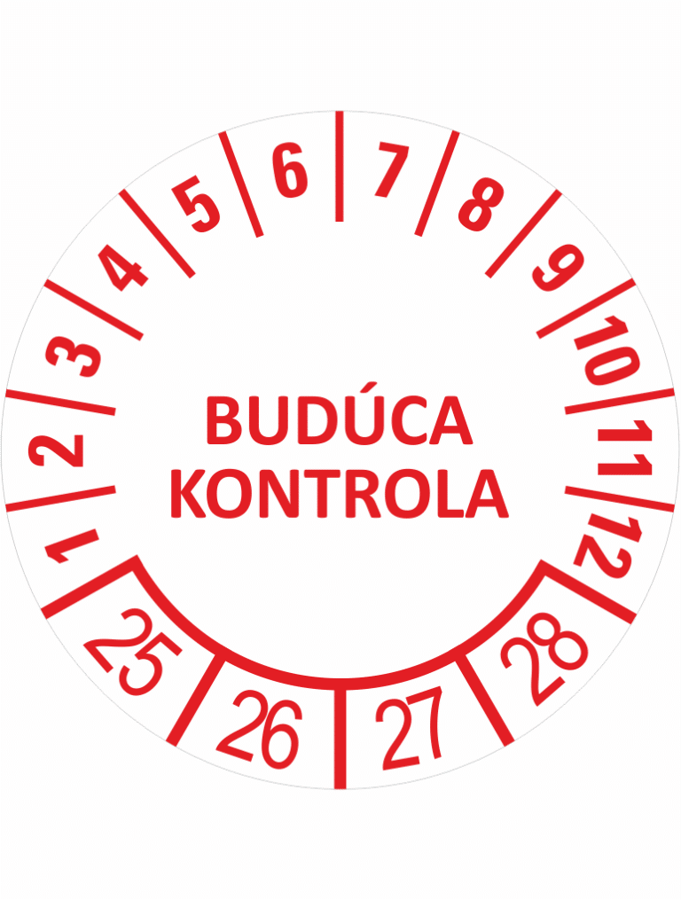 Kontrolné a kalibračné značení - Koliesko na 4 roky: Budúca kontrola 2025/26/27/28 (Červené)