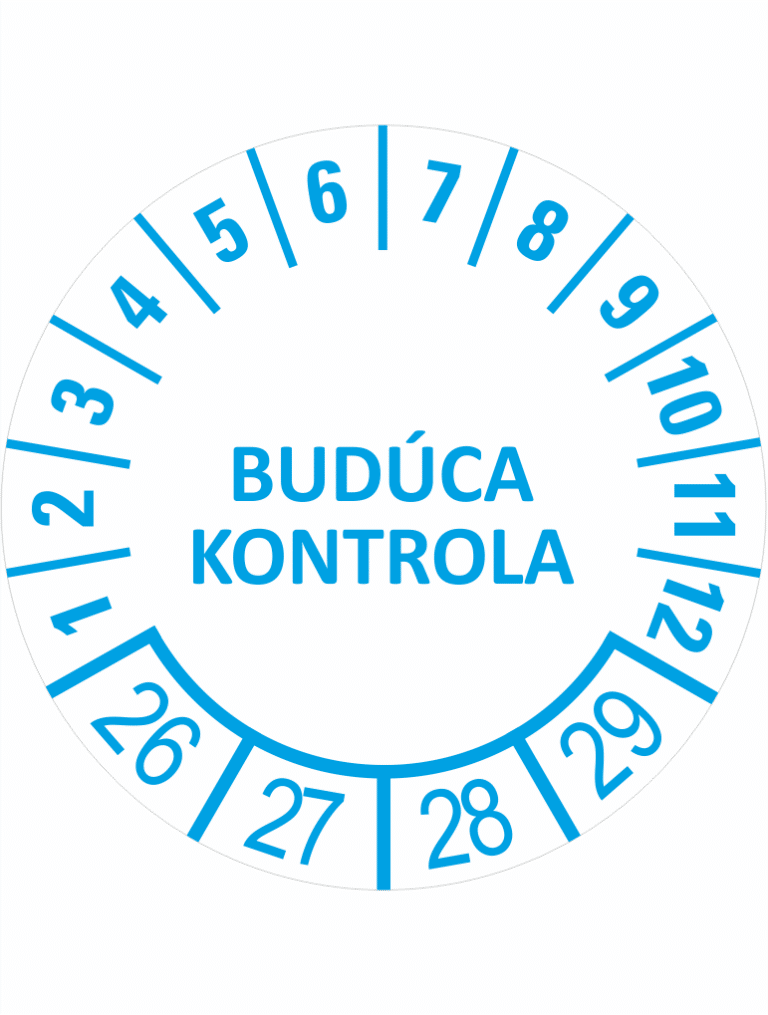 Kontrolné a kalibračné značení - Koliesko na 4 roky: Budúca kontrola 2027/28/29/30 (Modré)