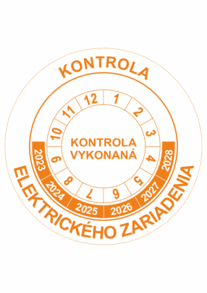 Kontrolné a kalibračné značení - Koliesko na 6 rokov: Kontrola elektrického zariadenia / Kontrola vykonaná 2023-2028 (Oranžové)
