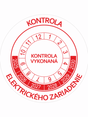 Kontrolné a kalibračné značení - Koliesko na 6 rokov: Kontrola elektrického zariadenia / Kontrola vykonaná 2025-2030 (Červené)