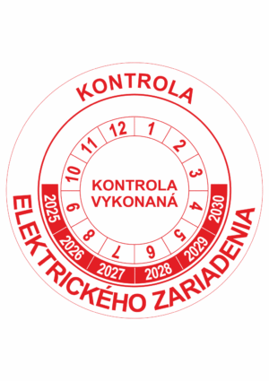 Kontrolné a kalibračné značení - Koliesko na 6 rokov: Kontrola elektrického zariadenia / Kontrola vykonaná 2025-2030 (Červené)