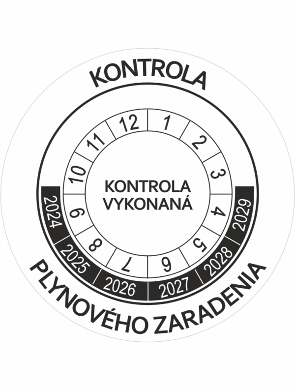 Kontrolné a kalibračné značení - Koliesko na 6 rokov: Kontrola plynového zariadenia / Kontrola vykonaná 2024-2029