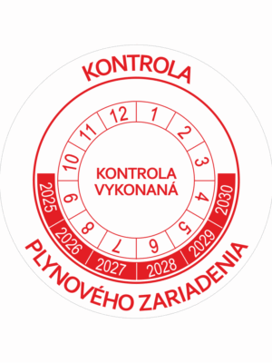 Kontrolné a kalibračné značení - Koliesko na 6 rokov: Kontrola plynového zariadenia / Kontrola vykonaná 2025-2030