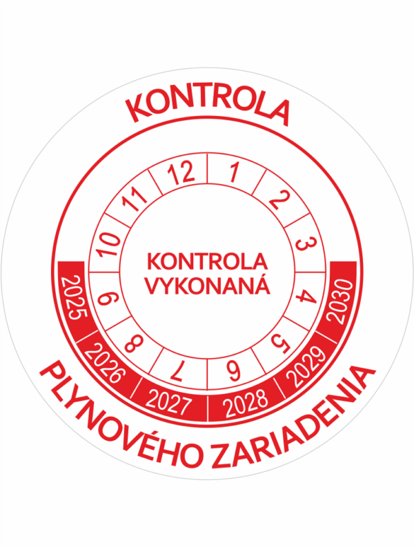 Kontrolné a kalibračné značení - Koliesko na 6 rokov: Kontrola plynového zariadenia / Kontrola vykonaná 2025-2030