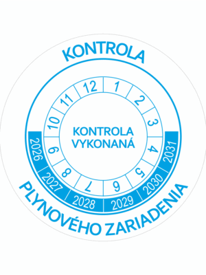 Kontrolné a kalibračné značení - Koliesko na 6 rokov: Kontrola plynového zariadenia / Kontrola vykonaná 2026-2031