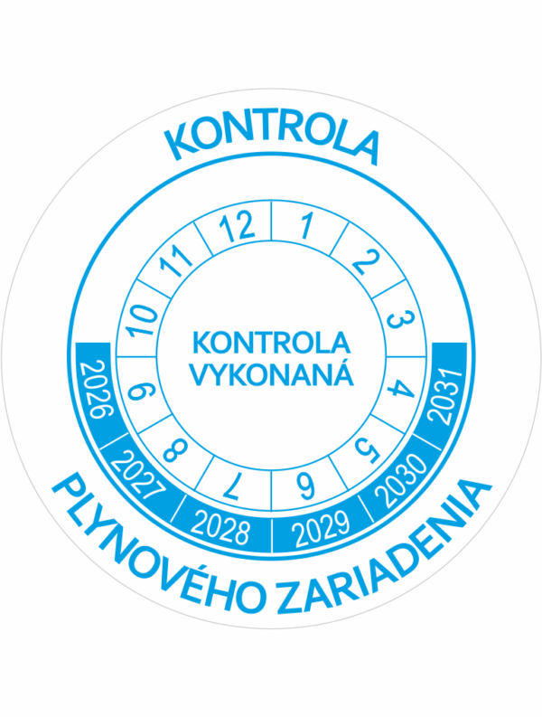 Kontrolné a kalibračné značení - Koliesko na 6 rokov: Kontrola plynového zariadenia / Kontrola vykonaná 2026-2031