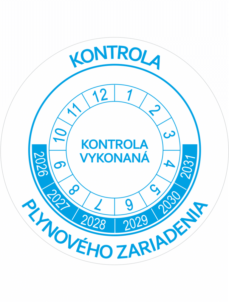 Kontrolné a kalibračné značení - Koliesko na 6 rokov: Kontrola plynového zariadenia / Kontrola vykonaná 2026-2031