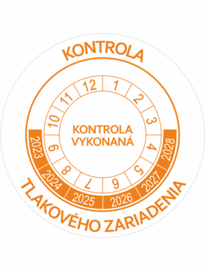 Kontrolné a kalibračné značení - Koliesko na 6 rokov: Kontrola tlakového zariadenia / Kontrola vykonaná 2023-2028