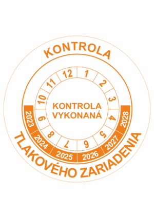 Kontrolné a kalibračné značení - Koliesko na 6 rokov: Kontrola tlakového zariadenia / Kontrola vykonaná 2023-2028