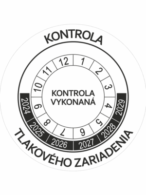 Kontrolné a kalibračné značení - Koliesko na 6 rokov: Kontrola tlakového zariadenia / Kontrola vykonaná 2024-2029