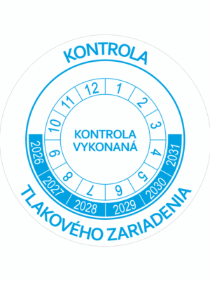 Kontrolné a kalibračné značení - Koliesko na 6 rokov: Kontrola tlakového zariadenia / Kontrola vykonaná 2026-2031