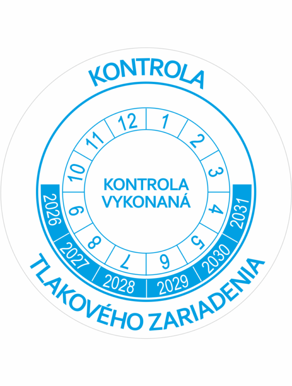 Kontrolné a kalibračné značení - Koliesko na 6 rokov: Kontrola tlakového zariadenia / Kontrola vykonaná 2026-2031