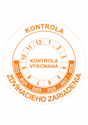 Kontrolné a kalibračné značení - Koliesko na 6 rokov: Kontrola zdvíhacieho zariadenia / Kontrola vykonaná 2023-2028