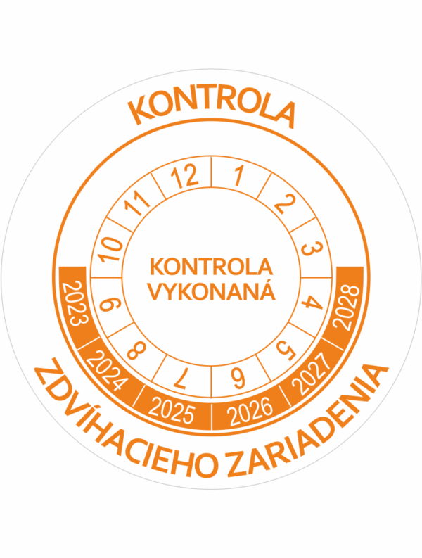 Kontrolné a kalibračné značení - Koliesko na 6 rokov: Kontrola zdvíhacieho zariadenia / Kontrola vykonaná 2023-2028