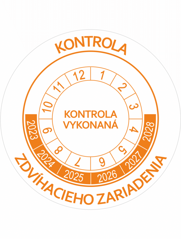 Kontrolné a kalibračné značení - Koliesko na 6 rokov: Kontrola zdvíhacieho zariadenia / Kontrola vykonaná 2023-2028