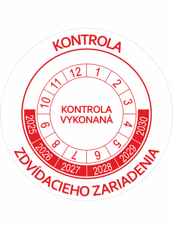 Kontrolné a kalibračné značení - Koliesko na 6 rokov: Kontrola zdvíhacieho zariadenia / Kontrola vykonaná 2025-2030