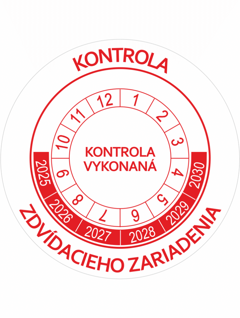 Kontrolné a kalibračné značení - Koliesko na 6 rokov: Kontrola zdvíhacieho zariadenia / Kontrola vykonaná 2025-2030