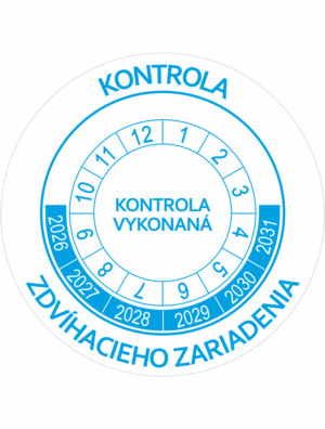 Kontrolné a kalibračné značení - Koliesko na 6 rokov: Kontrola zdvíhacieho zariadenia / Kontrola vykonaná 2026-2031