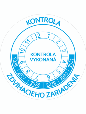 Kontrolné a kalibračné značení - Koliesko na 6 rokov: Kontrola zdvíhacieho zariadenia / Kontrola vykonaná 2026-2031