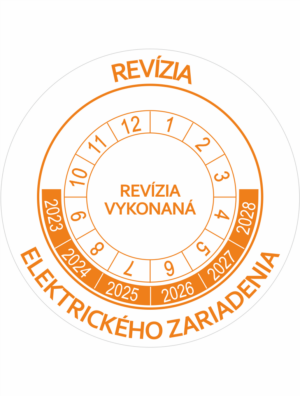 Kontrolné a kalibračné značení - Koliesko na 6 rokov: Revízia elektrického zariadenia / Revízia vykonaná 2023-2028