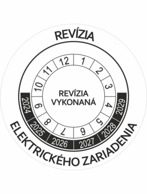 Kontrolné a kalibračné značení - Koliesko na 6 rokov: Revízia elektrického zariadenia / Revízia vykonaná 2024-2029