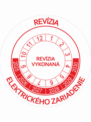 Kontrolné a kalibračné značení - Koliesko na 6 rokov: Revízia elektrického zariadenia / Revízia vykonaná 2025-2030