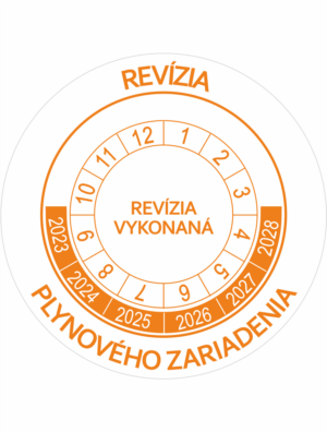 Kontrolné a kalibračné značení - Koliesko na 6 rokov: Revízia plynového zariadenia / Revízia vykonaná 2023-2028