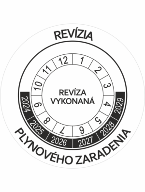 Kontrolné a kalibračné značení - Koliesko na 6 rokov: Revízia plynového zariadenia / Revízia vykonaná 2024-2029