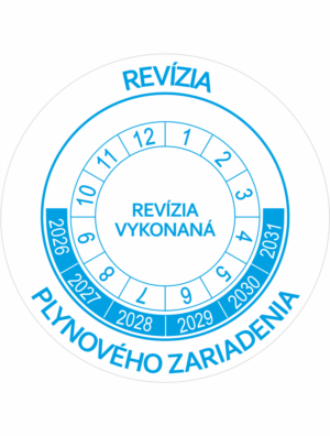 Kontrolné a kalibračné značení - Koliesko na 6 rokov: Revízia plynového zariadenia / Revízia vykonaná 2026-2031