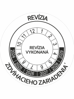 Kontrolné a kalibračné značení - Koliesko na 6 rokov: Revízia zdvíhacieho zariadenia / Revízia vykonaná 2024-2029