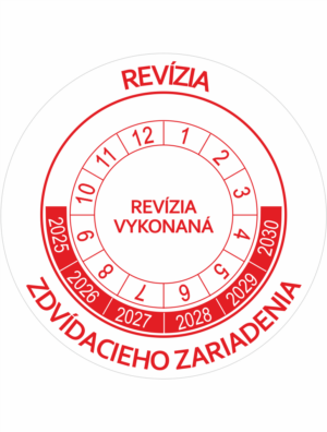 Kontrolné a kalibračné značení - Koliesko na 6 rokov: Revízia zdvíhacieho zariadenia / Revízia vykonaná 2025-2030