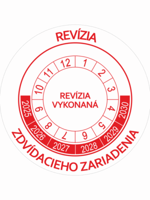 Kontrolné a kalibračné značení - Koliesko na 6 rokov: Revízia zdvíhacieho zariadenia / Revízia vykonaná 2025-2030