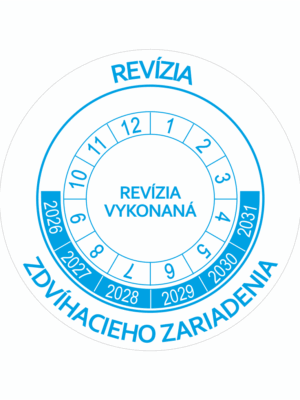 Kontrolné a kalibračné značení - Koliesko na 6 rokov: Revízia zdvíhacieho zariadenia / Revízia vykonaná 2026-2031