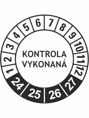 Kontrolné a kalibračné značení - Koliesko na 4 roky: Kontrola vykonaná 2024/25/26/27 (Čierné)