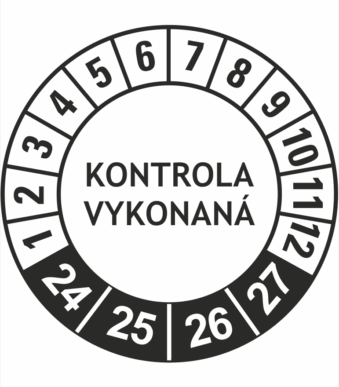 Kontrolné a kalibračné značení - Koliesko na 4 roky: Kontrola vykonaná 2024/25/26/27 (Čierné)