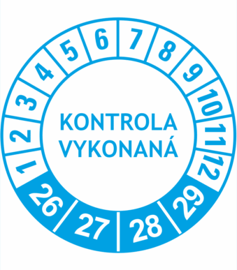 Kontrolné a kalibračné značení - Koliesko na 4 roky: Kontrola vykonaná 2026/27/28/29 (Modré)
