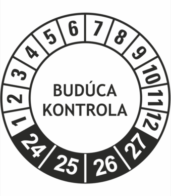 Kontrolné a kalibračné značení - Koliesko na 4 roky: Budúca kontrola 2024/25/26/27 (Čierné)