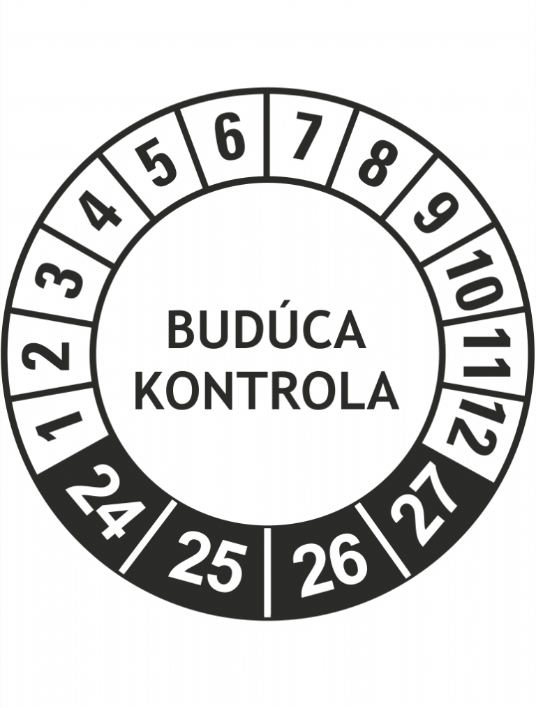 Kontrolné a kalibračné značení - Koliesko na 4 roky: Budúca kontrola 2024/25/26/27 (Čierné)