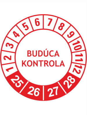 Kontrolné a kalibračné značení - Koliesko na 4 roky: Budúca kontrola 2025/26/27/28 (Červené)