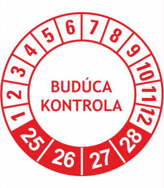 Kontrolné a kalibračné značení - Koliesko na 4 roky: Budúca kontrola 2025/26/27/28 (Červené)