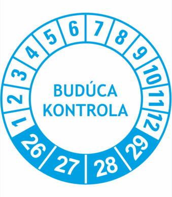 Kontrolné a kalibračné značení - Koliesko na 4 roky: Budúca kontrola 2026/27/28/29 (Modré)