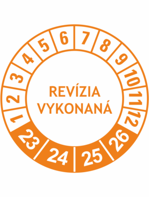 Kontrolné a kalibračné značení - Koliesko na 4 roky: Revízia vykonaná 23/24/25/26 (Oranžové)