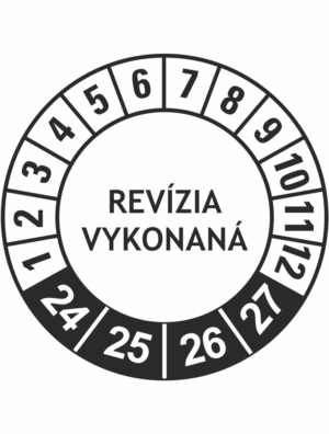 Kontrolné a kalibračné značení - Koliesko na 4 roky: Revízia vykonaná 24/25/26/27 (Čierné)