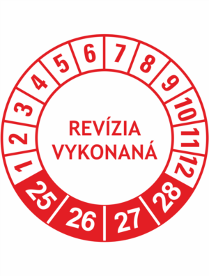 Kontrolné a kalibračné značení - Koliesko na 4 roky: Revízia vykonaná 25/26/27/28 (Červené)