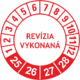 Kontrolné a kalibračné značení - Koliesko na 4 roky: Revízia vykonaná 25/26/27/28 (Červené)