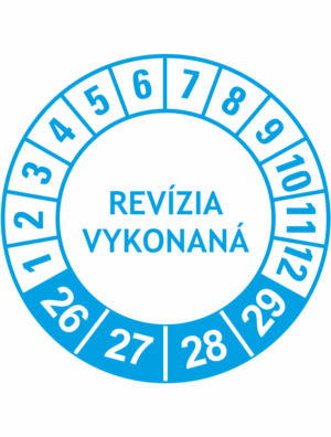 Kontrolné a kalibračné značení - Koliesko na 4 roky: Revízia vykonaná 26/27/28/29 (Modré)