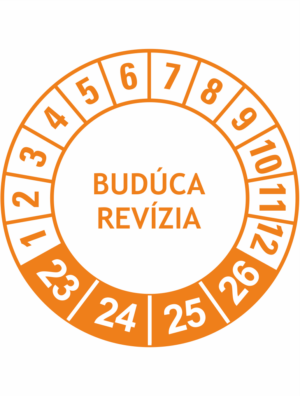 Kontrolné a kalibračné značení - Koliesko na 4 roky: Budúca revízia 23/24/25/26 (Oranžové)