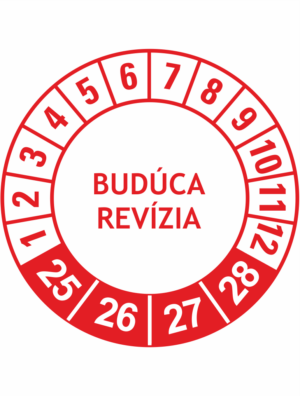 Kontrolné a kalibračné značení - Koliesko na 4 roky: Budúca revízia 25/26/27/28 (Červené)