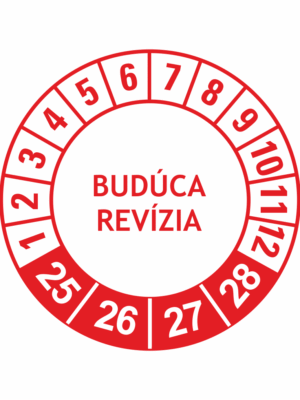 Kontrolné a kalibračné značení - Koliesko na 4 roky: Budúca revízia 25/26/27/28 (Červené)